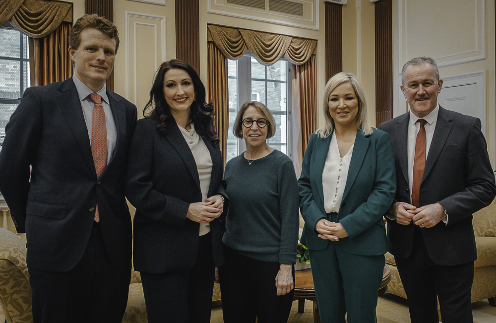 Northern Ireland political leaders and guests photographed at an official meeting by Rory Duffy